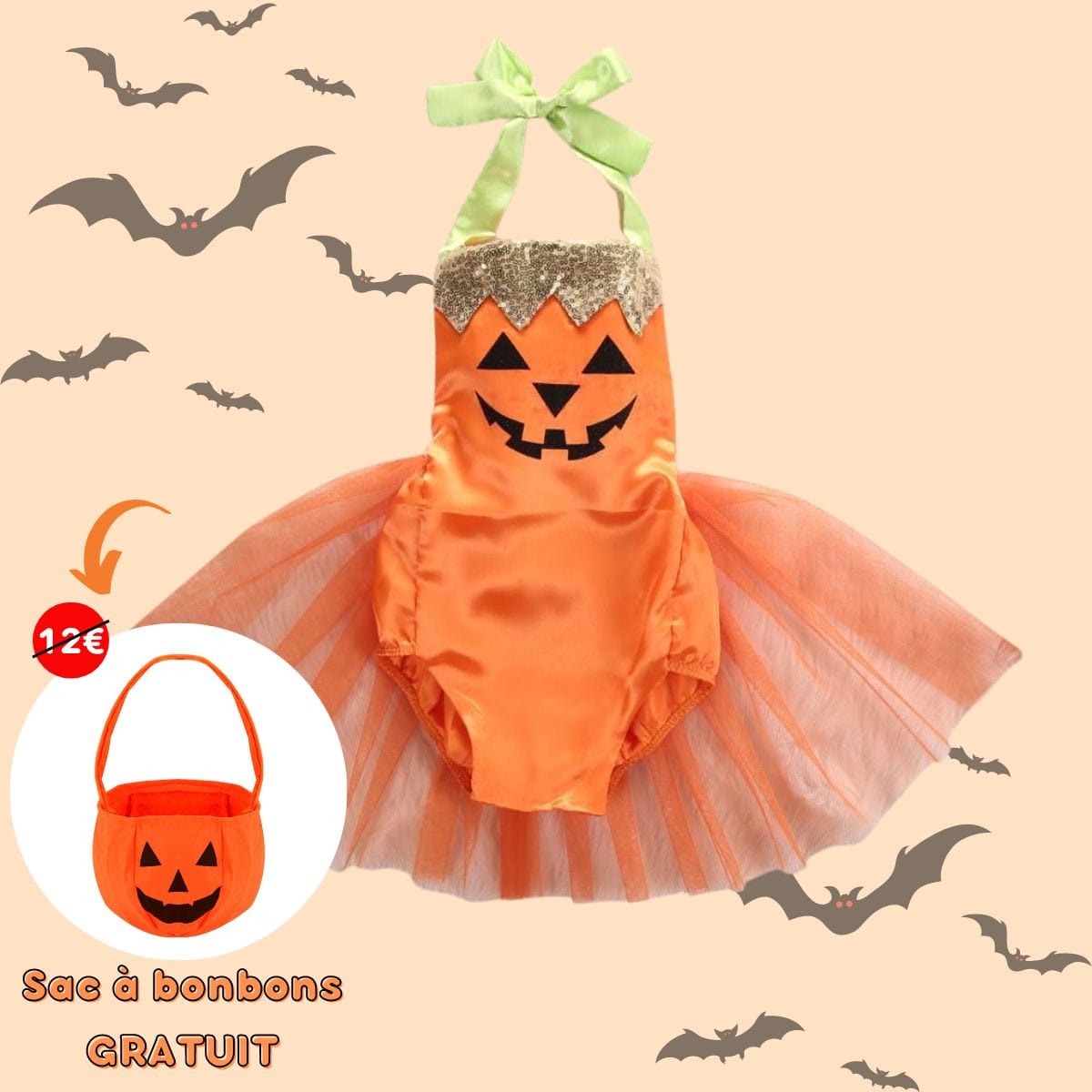 Robe princesse citrouille Halloween – Bébé Filou