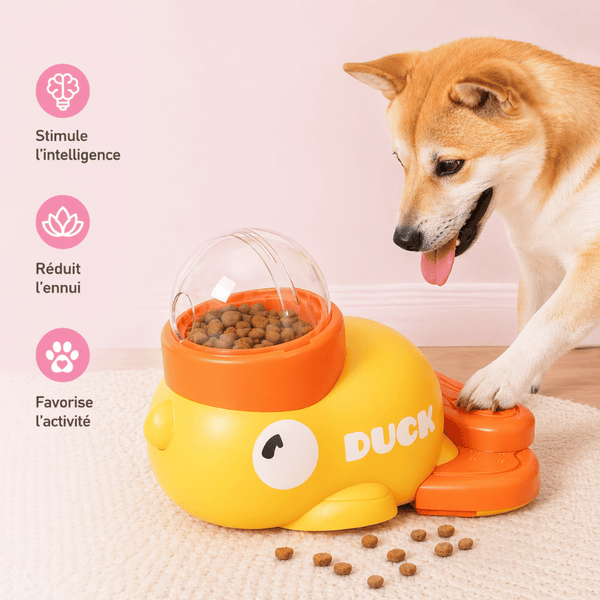 Jouet puzzle canard distributeur de friandises pour chien et chat