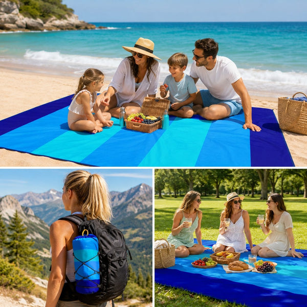 Couverture de plage utilisée en pique-nique en extérieur