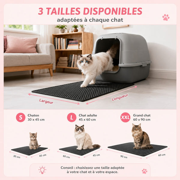 Tapis de litière en différentes tailles pour chat