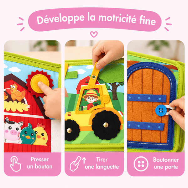 Activités de motricité fine, presser un bouton, tirer une languette, boutonner une porte