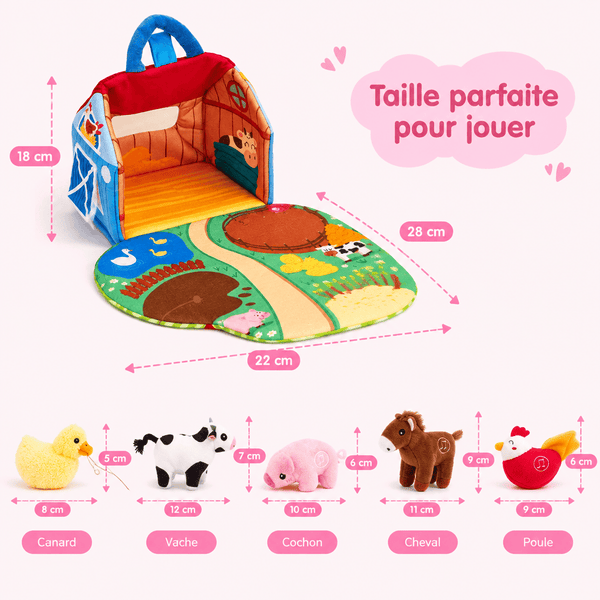 Schéma des dimensions de la grange Toby et de ses animaux