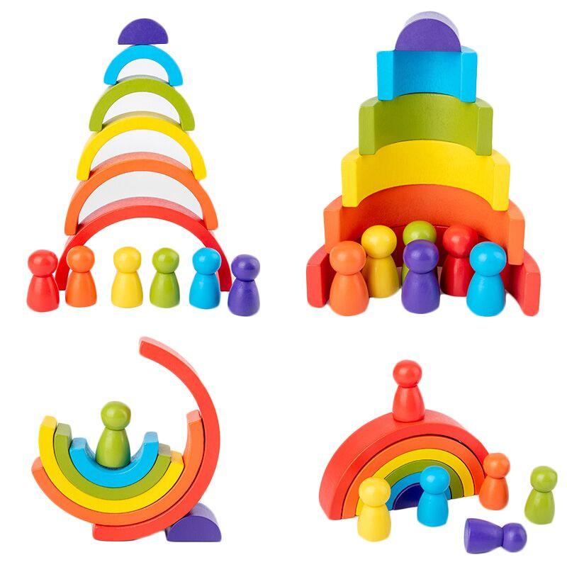 Blocchi impilabili arcobaleno Montessori | Piccola Filou