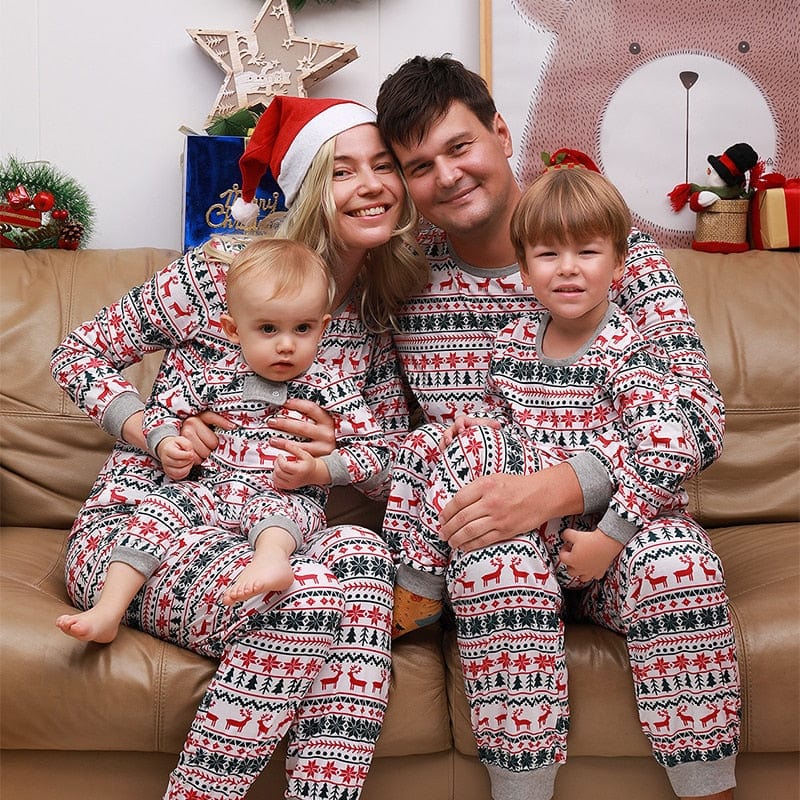 Pyjamas Assortis Famille Noël - Lot Pour Père, Mère, Enfants Et Bébé - Thème Père Noël Et Motifs Festifs - Tissu Doux Et élastique