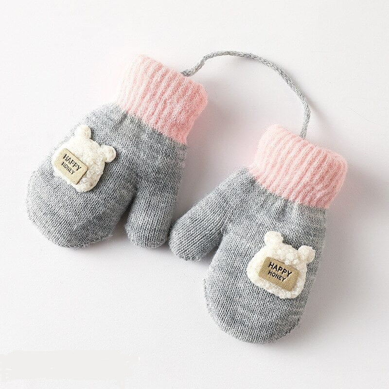 Moufles bébé en laine mérinos tricotée bio - gris clair Disana • Ode to Wool