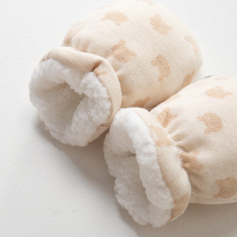 Lot De 3 Paires Moufles Bébé Coton Doux Anti-Rayures - 0-12 Mois Marron Foncé